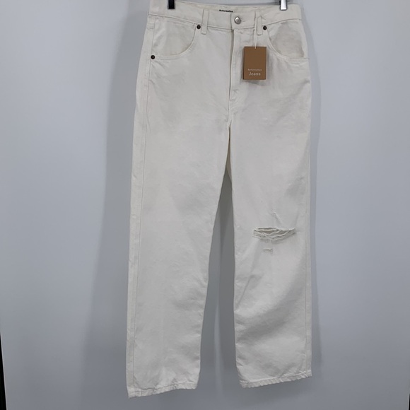 Reformation Denim - Reformation Jeans Cowboy high rise straight leg white distressing knee new 29